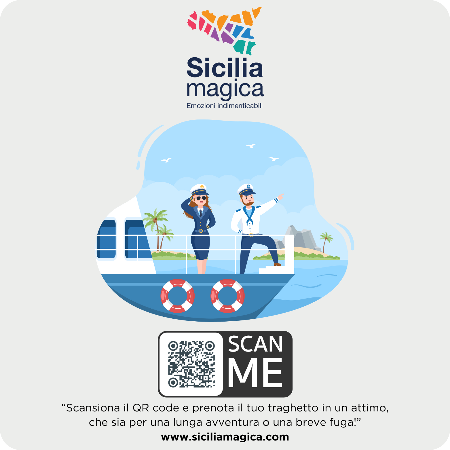 Adesivo Sicilia Magica Qrcode Traghetti